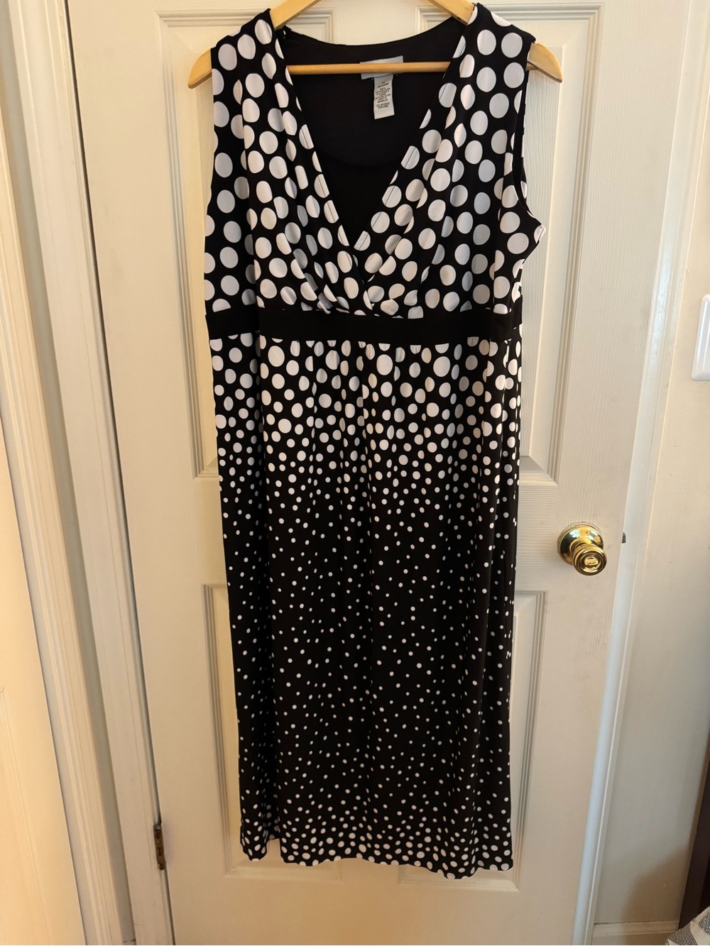 Catherines Black and White Polka Dot Maxi Dress